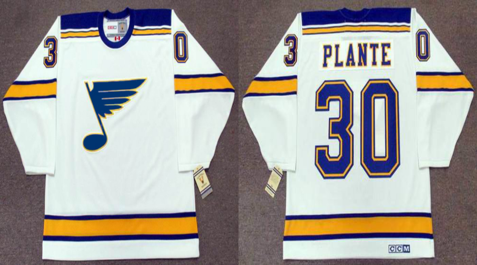 2019 Men St.Louis Blues #30 Plante white CCM NHL jerseys
